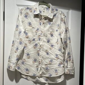 Aerie Peanuts White Quilted Pajama Top